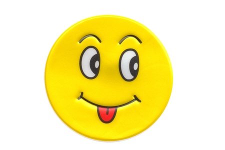Stock Photo - Bright, yellow sticker with a smiley faceの写真素材
