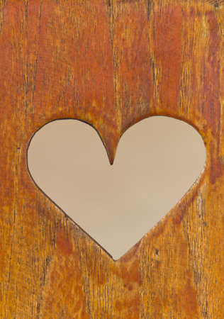Stock Photo - Heart on the wood.の写真素材