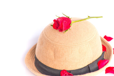Stock Photo - red rose with hat Ladyの写真素材