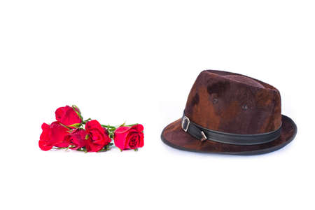 Leather hat with roses Stock Imageの写真素材