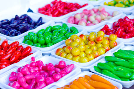 Fruits thai dessert imitated soybean dumpling coated with jelly Stock Photoの写真素材