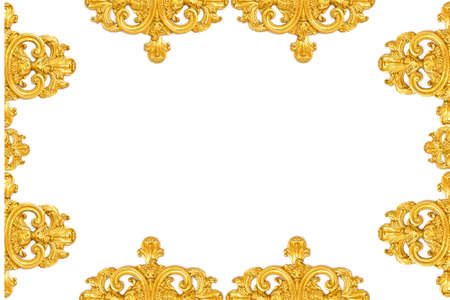 Vintage gold picture frame isolated on white background Stock Photoの写真素材