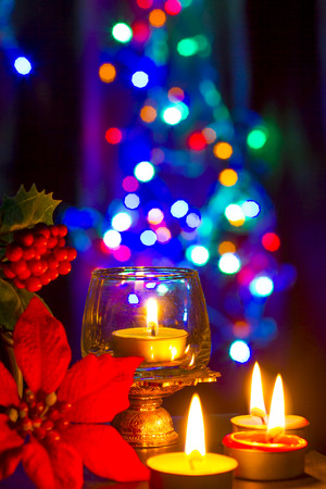 Bokeh beautiful light and fragrance candle in the darkness stock photoの写真素材