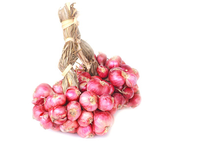 Red shallots herb isolated on a white backgroundの写真素材