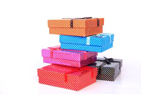 Gift boxes isolated on white.の写真素材