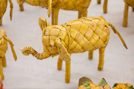 Wicker Baskets for sale at a Marketの写真素材