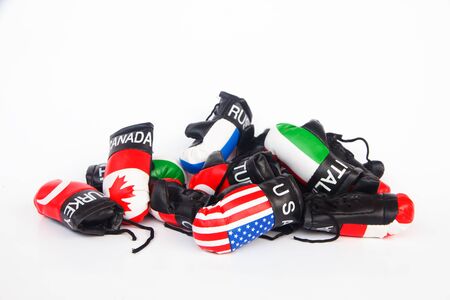 International Boxing Gloves on white background