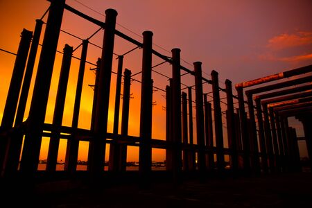 silhouette of construction siteの写真素材