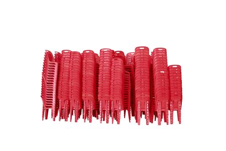 Red plastic chair isolated on a white backgroundの写真素材