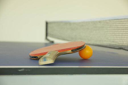 Bat for tennis and a ballの写真素材