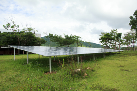 Electric solar cell on a background of forest