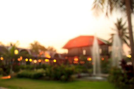 blurred background : Outdoor restaurant at nightの写真素材