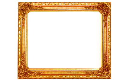 The antique gold frame on the white backgroundの写真素材