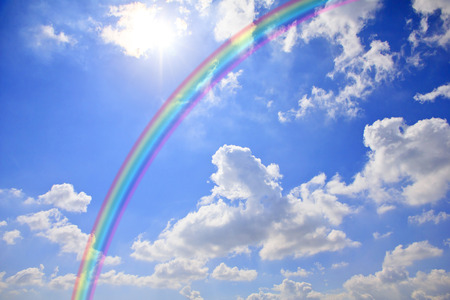 Blue sky and  sky rainbow backgroundの写真素材