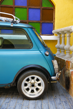 Classic red Mini front takenの写真素材