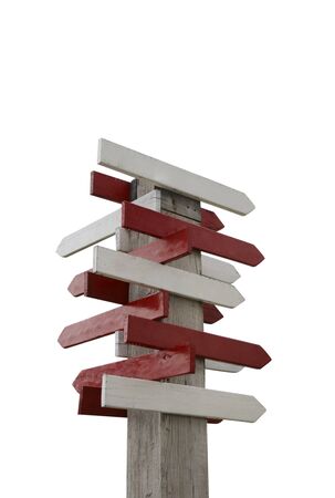 Wood blank direction sign isolated on white backgroundの写真素材