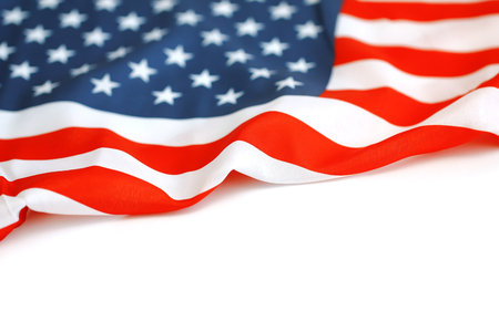USA flag. American flag. American flag blowing wind. Close-up. Studio shot.の写真素材