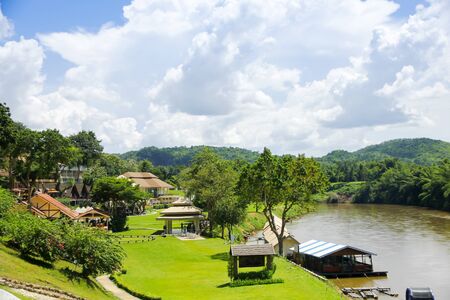 Beautiful view of nature at River Kwai, Kanchanaburi, Bangkokの写真素材