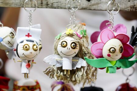 Halloween concept background, wooden canvas dollの写真素材