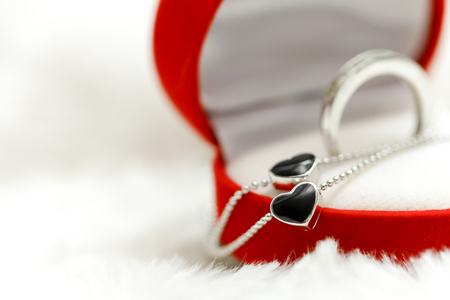 Earrings Jewelry Fashion Accessories for woman black heart shapedの写真素材