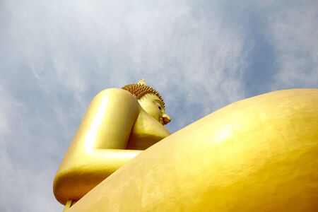 Big buddha in Wat Muang at Ang Thong Province popular Buddhist shrine in Thailand.の写真素材