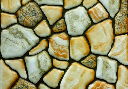 Wall round stone rock texture and seamless backgroundの写真素材