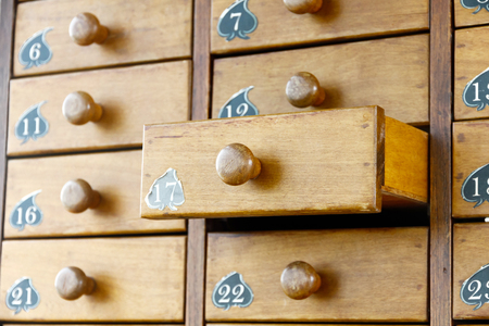 Retro style of vintage old wooden drawers cabinet.の写真素材