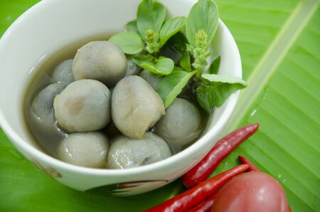 Thai traditional mushroom soup.の写真素材