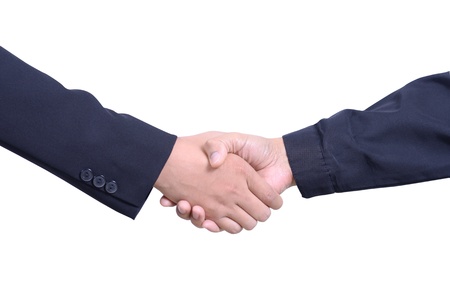 Isolate of business man and worker handshakeの写真素材