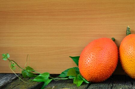 Asian Sweet Gourd with Wooden backgroundの写真素材