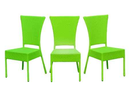 Green chair furniture by bamboo woodの写真素材