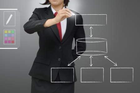 Business woman drawing database concept diagramの写真素材