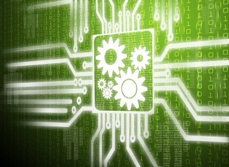 3d lcd screen matrix circuit of gear symbolの写真素材