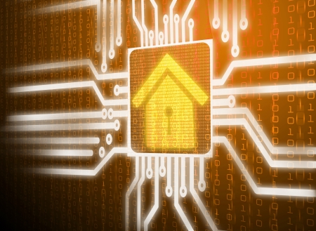 3d lcd screen matrix circuit of home symbolの写真素材