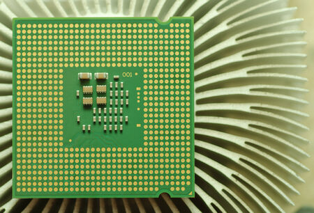 computer cpu  central processor unit  chip on Cooling padの写真素材