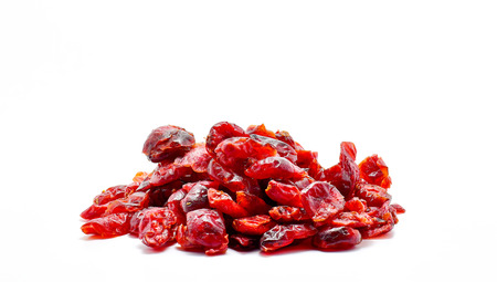 cranberry dried fruit isolate on white backgroundの写真素材