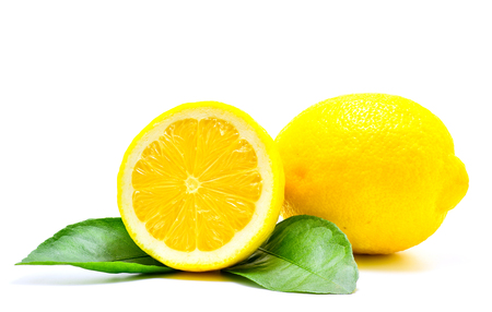 lemon slice isolate on white backgroundの写真素材