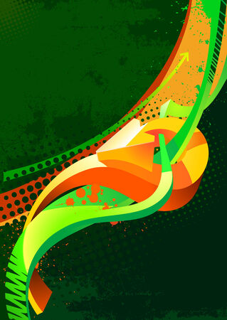 Grunge background in dark green and orange colorsのイラスト素材