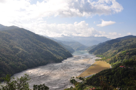 River Valley under Sun Shineの写真素材