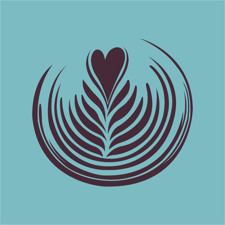 Coffee Latte Art design can be used as logo type illustration in blue backgroundのイラスト素材