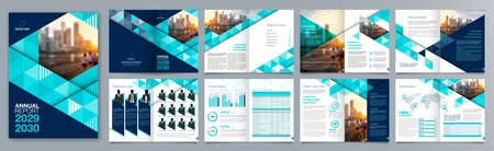 Corporate business presentation guide brochure template, Annual report, 16 page minimalist flat...
