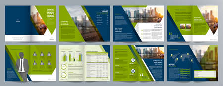 Corporate business presentation guide brochure template, Annual report, 16 page minimalist flat geometric business brochure design template, A4 size.のイラスト素材