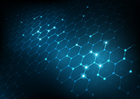 Abstract background consisting of set of hexagonal cells. Modern innovation communication technology business background. Background illustration vector.のイラスト素材