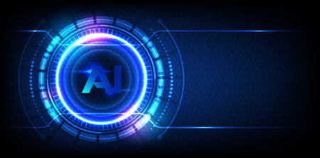 Abstract circuit technology background with digital data connection system and computer electronic design. AI. Artificial Intelligence concept. Vector design.のイラスト素材