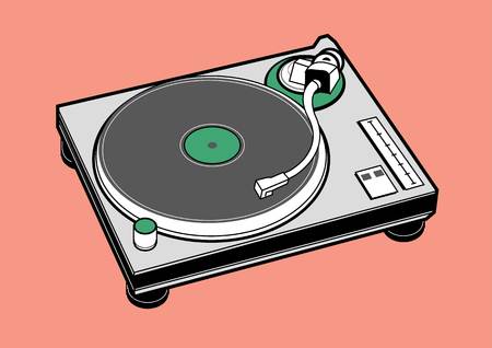 vector turntable DJ music partyのイラスト素材