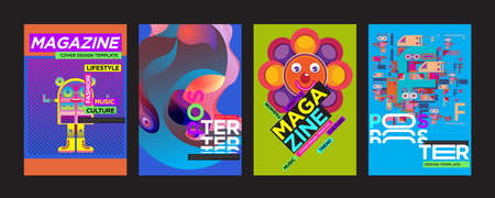 New Cover and Poster Design Template for Magazine. Trendy Vector Typography and Colorful...