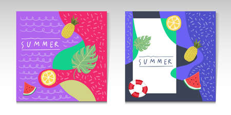 Vector illustration pastel colors summer background for social media postのイラスト素材