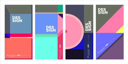 Simple minimalist colorful abstract geometric background pattern layout design templateの写真素材