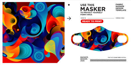 Masker design template and dummy mockup with stunning and colorful pattern illustrationのイラスト素材