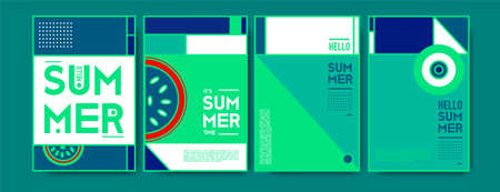 Flat design colorful pop art Memphis style background for summer poster and banner social media feed, story, print, advertisement, etcの写真素材